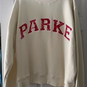 Parke Women's Cream Sweatshirt with Red Accents